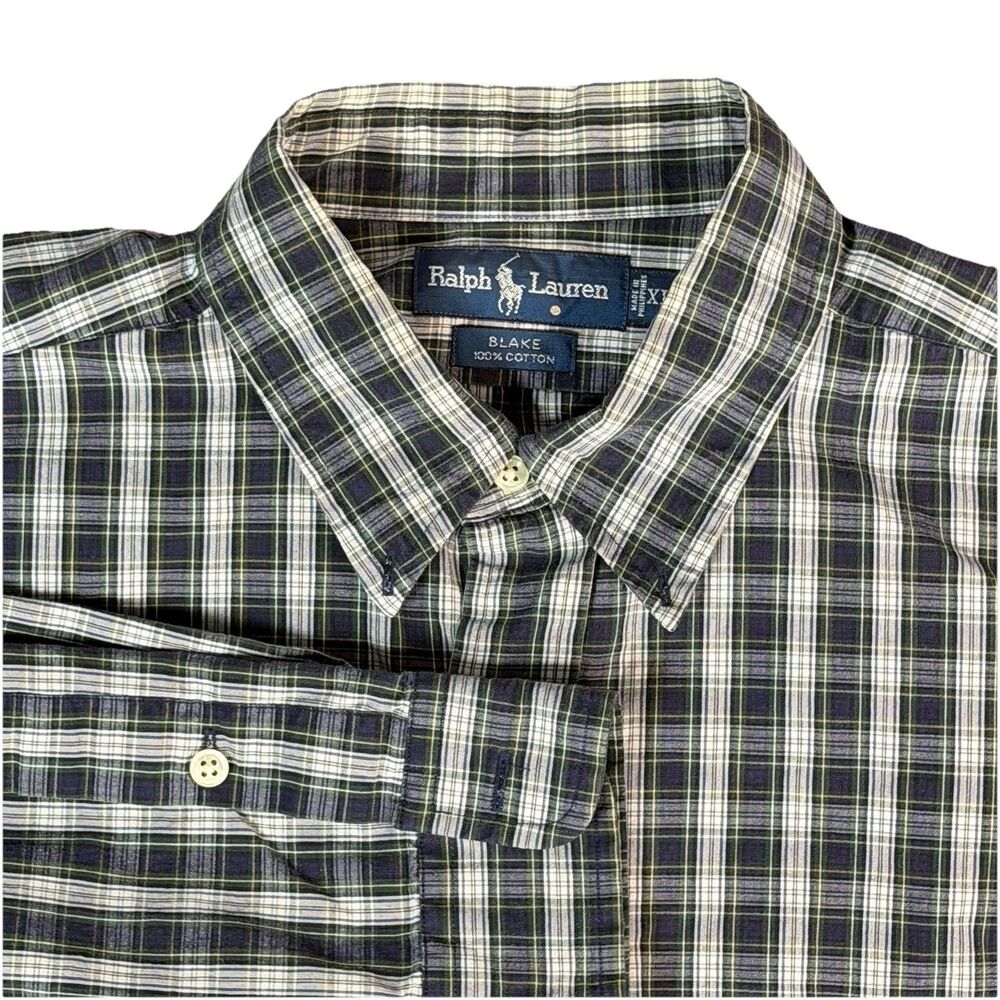 Ralph Lauren Blake Blue Plaid Short Sleeve‎ Button Up Shirt Men’s XL